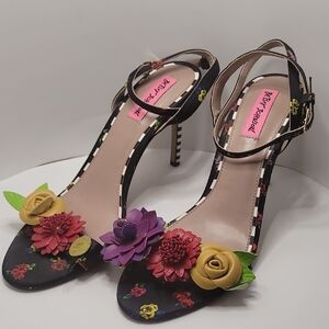 Betsey Johnson Women's Floral Black Heels